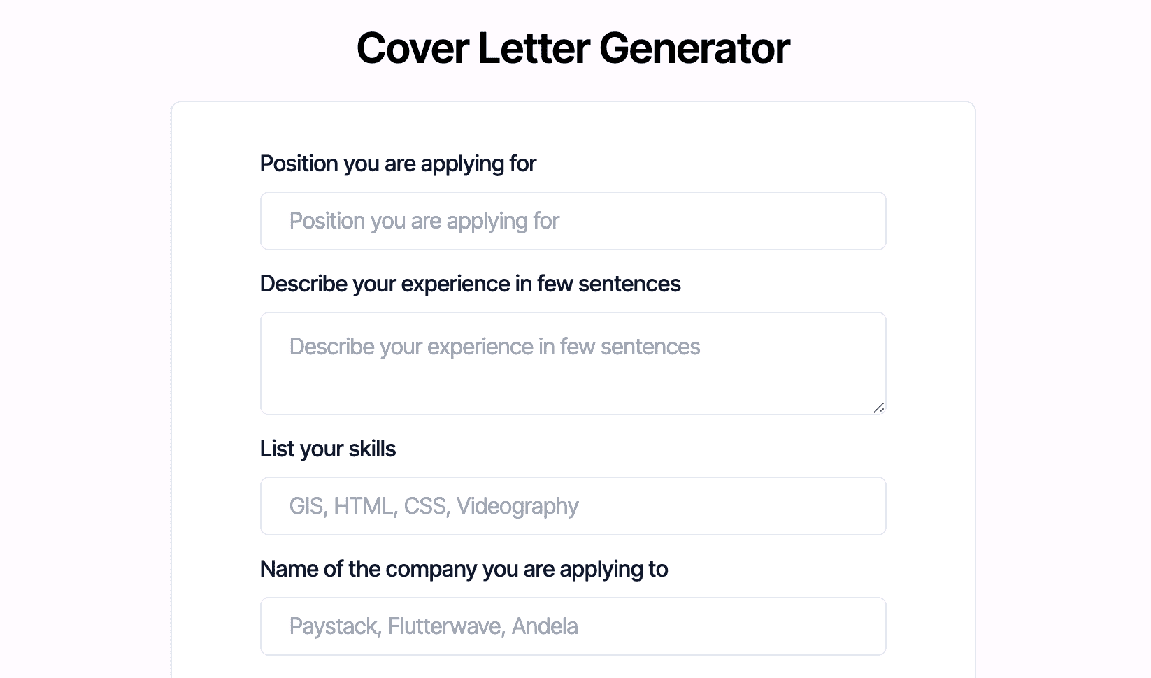 Cover Letter Writing Demo