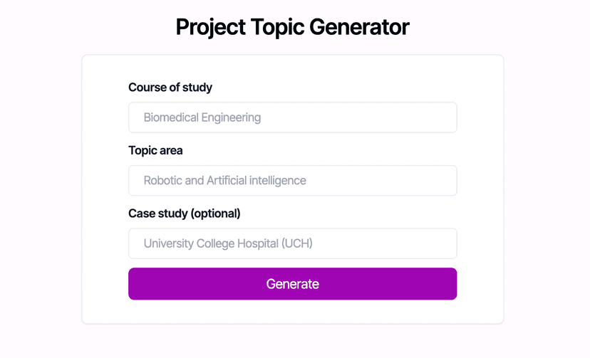 Project Topic Generator | Penmaniacs